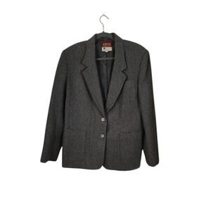 Harrington Square Vintage Women's Wool Blazer Size 12 Gray Preppy Career Classic